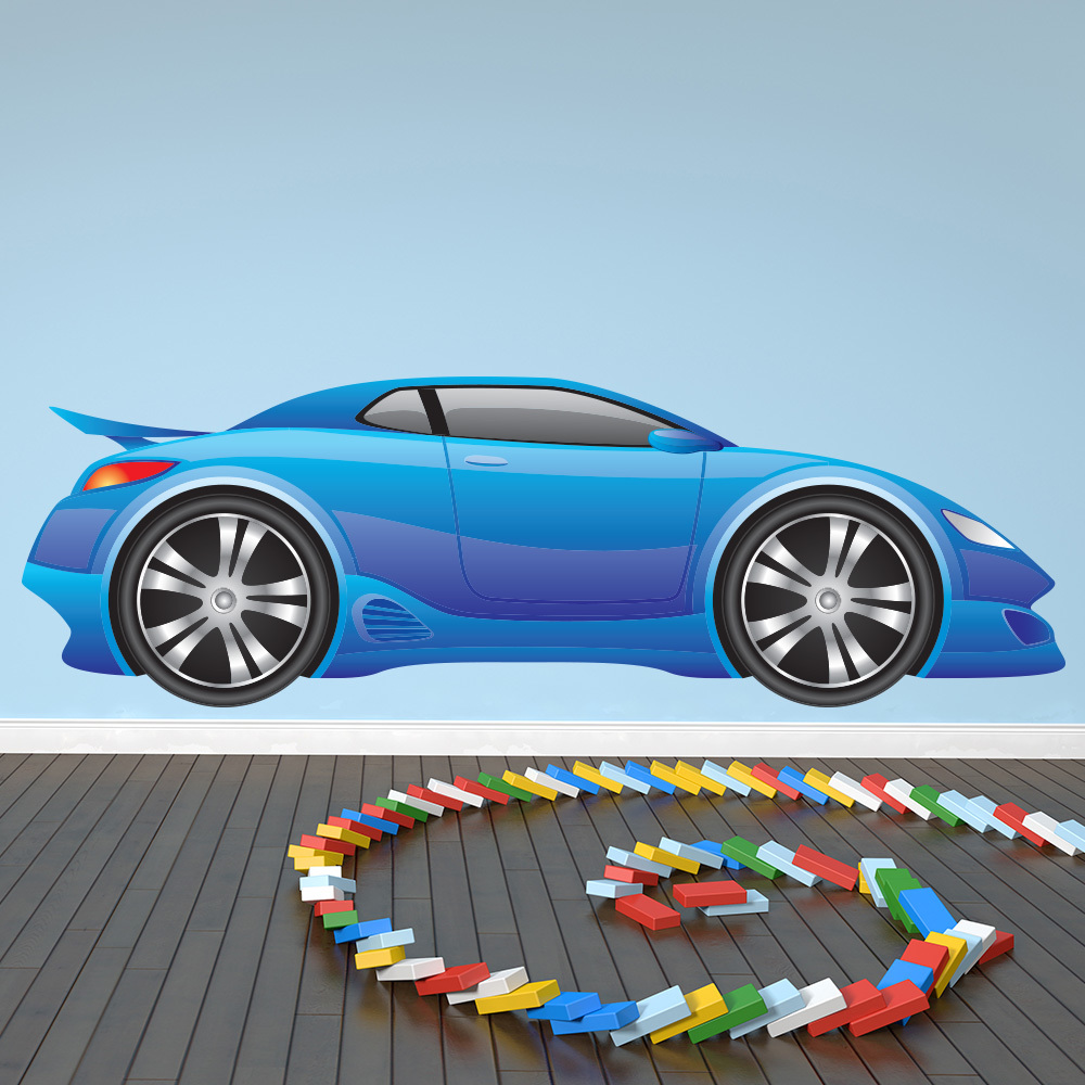 Blue Sports Car Wall Sticker - Mod4 | Icon Wall Stickers